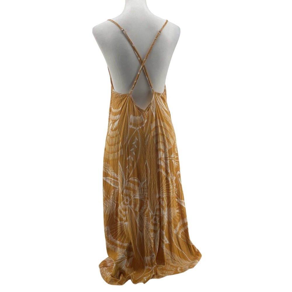 Cupshe Midi Slip Dress Women's Medium Yellow Floral Tropical Resortwear Beachy